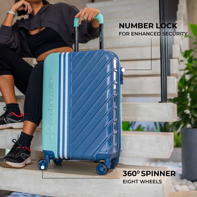 Nasher Miles Unisex Polycarbonate 44 L Hard Trolleys | Dark Blue and Teal - S