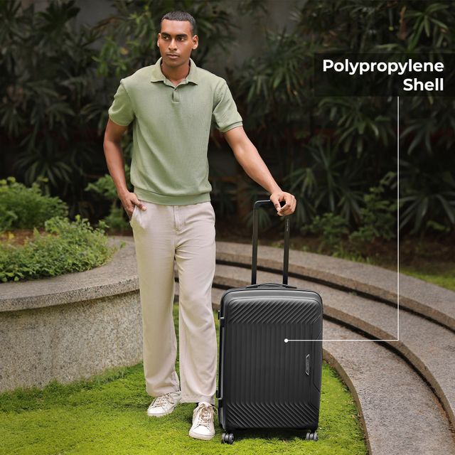 Nasher Miles Unisex Solid Polypropylene 67 L and 99 L Telescopic Trolley Bag | Black - M and L