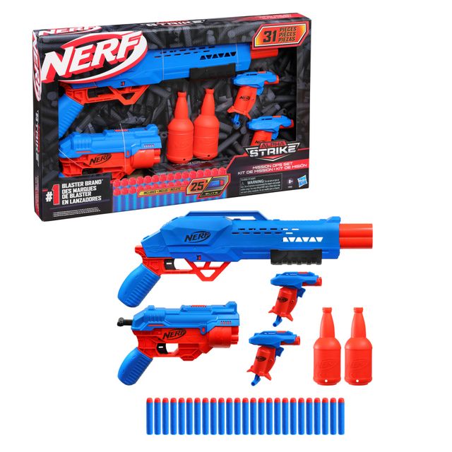 Nerf Alpha Strike Mission Ops Set | 4 Blasters | 25 Nerf Elite Darts | Toy Gun