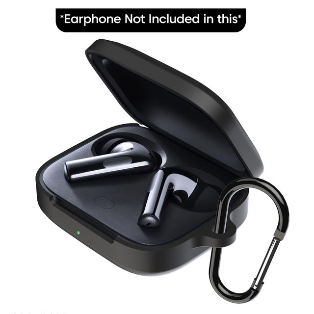 Sounce Silicone Case Cover for OnePlus Buds 3 | Shock-Absorbing With Keychain | LED Visible | Black