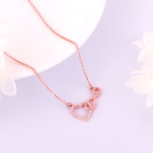 Giva Rose Gold Sparkling Infinity Pendant with Link Chain