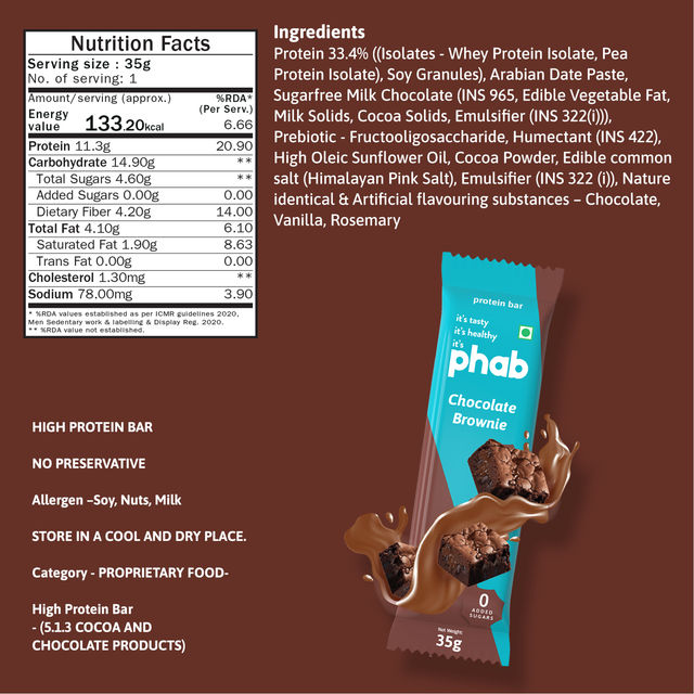 Phab Protein Bar Chocolate Brownie protein 35 g Combo