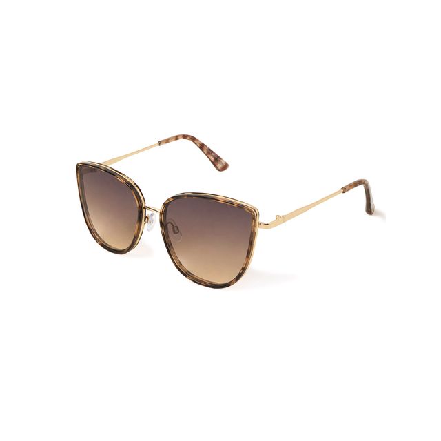 Accessorize London Women's Tort Metal Frame Cateye Sunglasses
