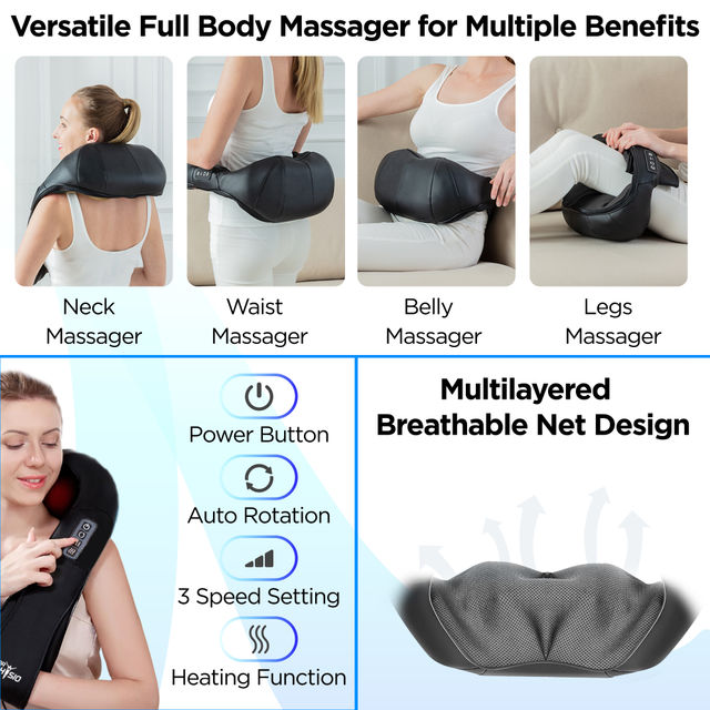 Dr Physio (Usa) Electric Heat Shiatsu Massager Machine For Cervical Neck Shoulder &Back Pain Relief