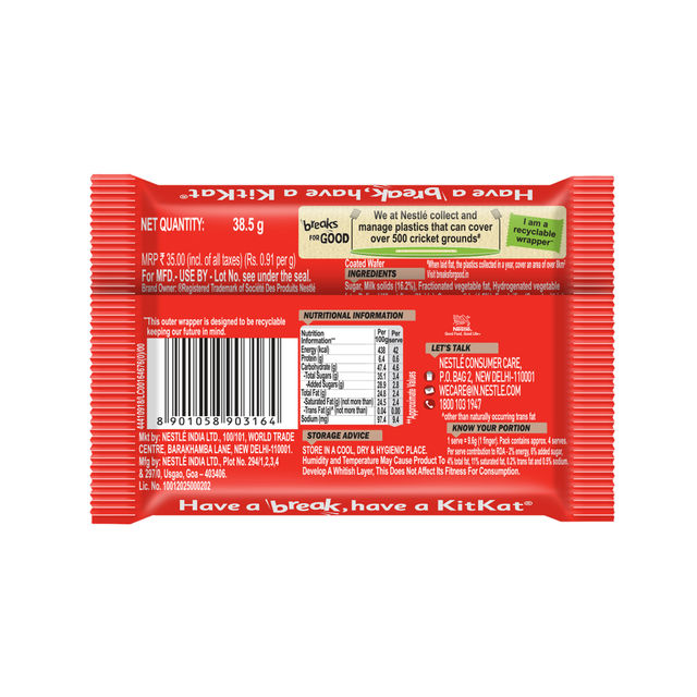 Nestle KitKat 4 Fingers Choco Coated Wafer Bar