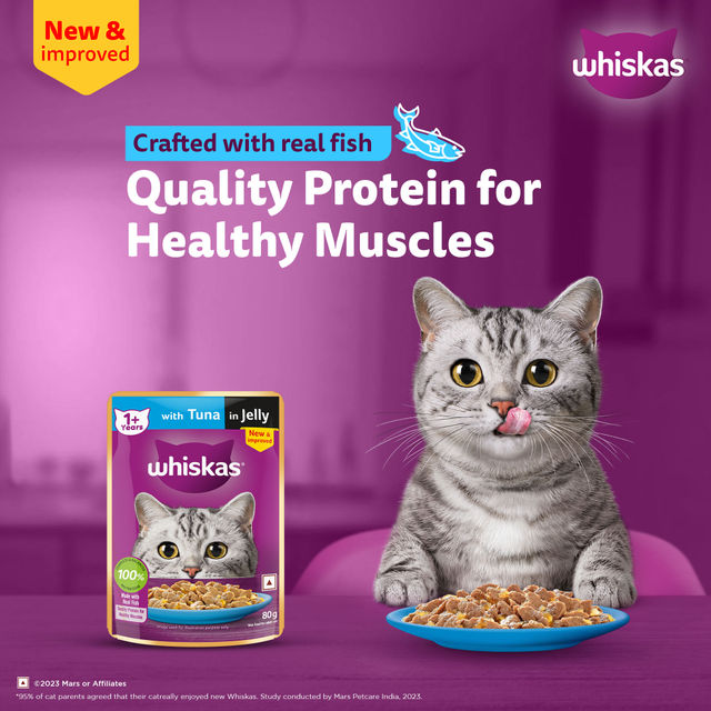 Whiskas Adult Tuna in Jelly Wet Cat Food, 80g, Pack of 3