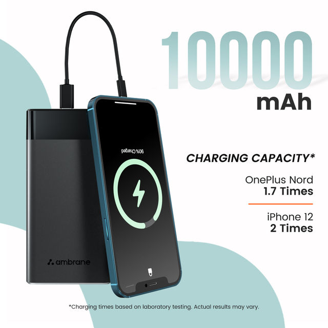 Ambrane 10000Mah Slim Power Bank 20W Fast Charging Dual Output Type C Pd (Input & Output) Quick Charge Li-Polymer (Stylo 10K Black)