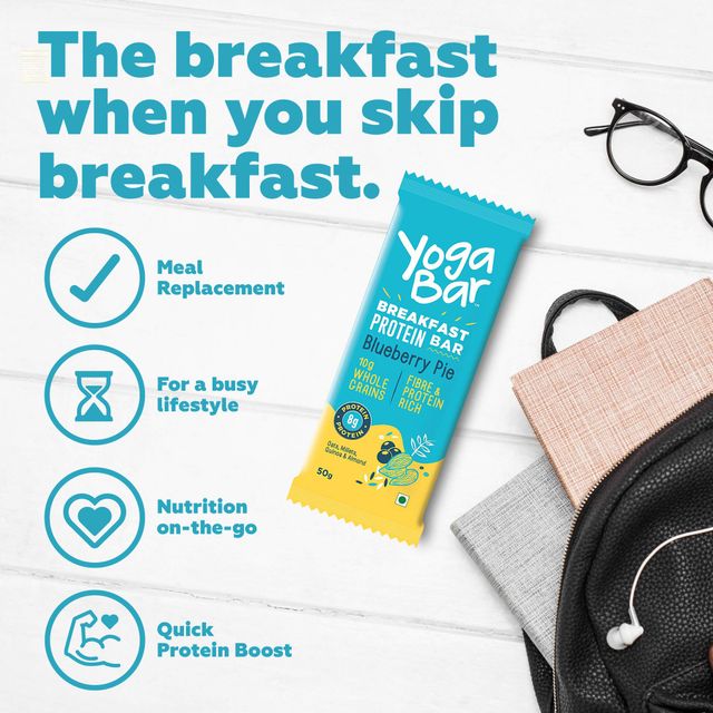 Yoga Bar 6g Breakfast Protein Bar Blueberry Pie, Berries, Millets and Seeds, High Fibre Granola Bar 45 g Combo