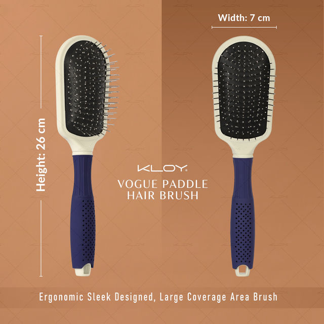 Vogue Paddle Hair Brush with Large Coverage, Flexible Soft Ball-Point Bristles for Men & Women | Blue