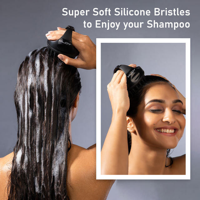 Hair Scalp Massager Shampoo Brush with Soft Silicone Bristles Manual Hair Massager for Blood Circulation Black
