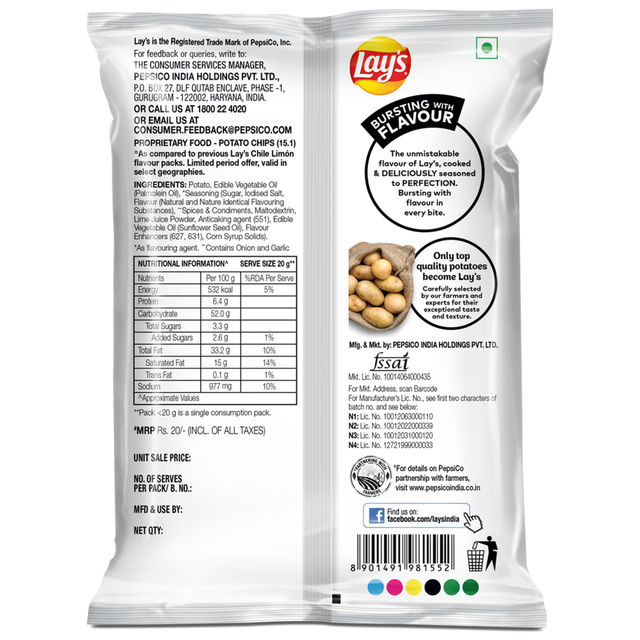 Lay's Potato Chips - Chile Lemon Flavour