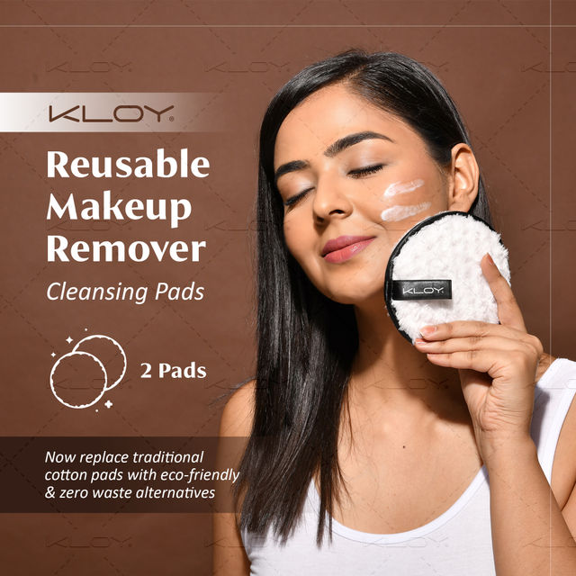 KLOY Reusable Multipurpose Makeup Removal Facial Cleansing Pads (Pack of 2), White & Brown