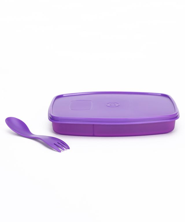 Java 400 ml Plastic Lite Lunch Box with Spork - Purple