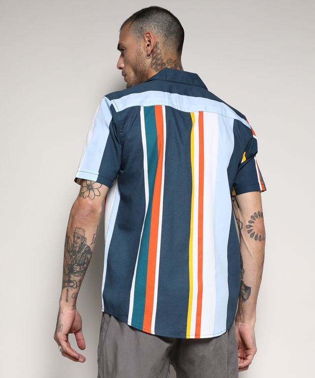 Campus Sutra Men's Striped Cotton Shirt | Multicolour - M