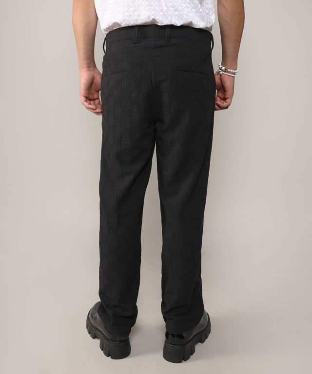 Campus Sutra Men's Creased-Check Trousers | Black - 34