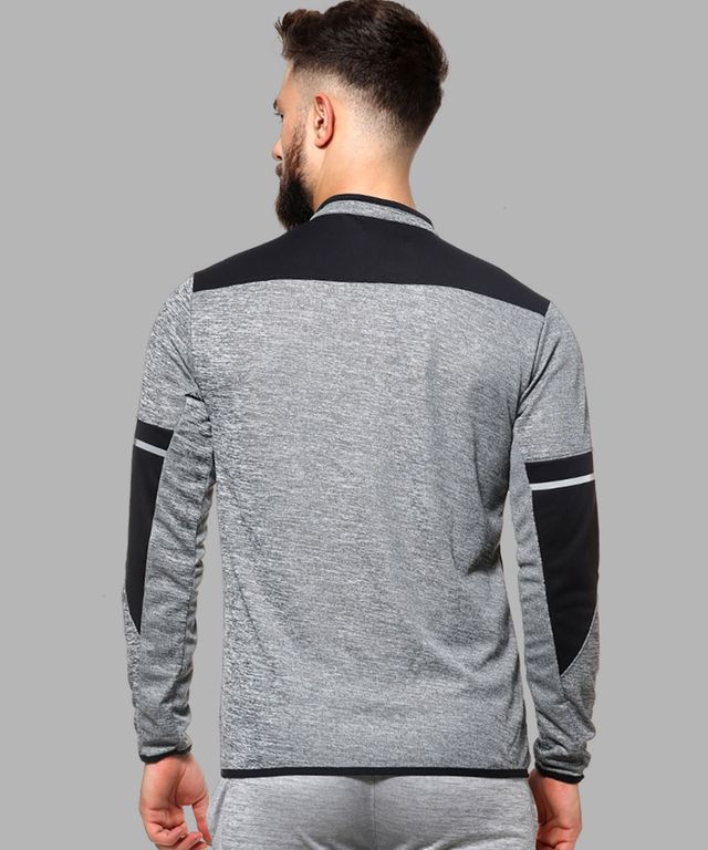 Campus Sutra Men's Activewear Jacket With Contrast Detail | Grey - M