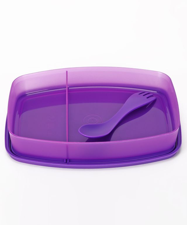 Java 400 ml Plastic Lite Lunch Box with Spork - Purple