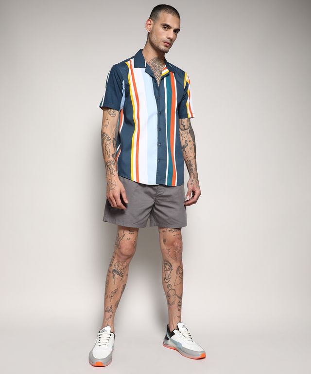 Campus Sutra Men's Striped Cotton Shirt | Multicolour - M
