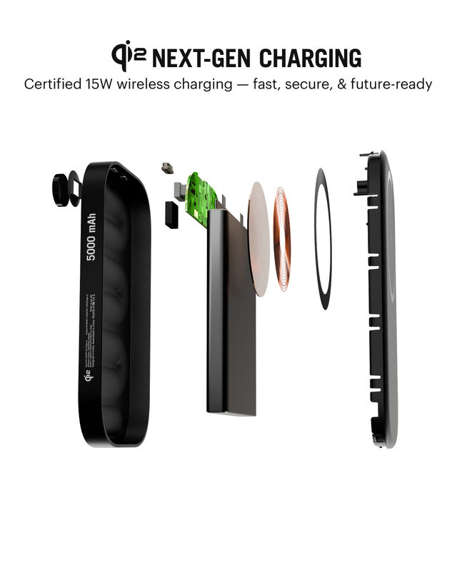 Dailyobjects Loop Qi2 | Certified Magsafe | Compatible Aluminium Power Bank 5000 mAh | Black