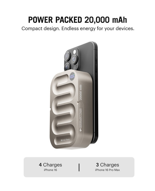 Dailyobjects Loop Qi2 | Certified Magsafe | Compatible Aluminium Power Bank 20000 mAh | Titanium