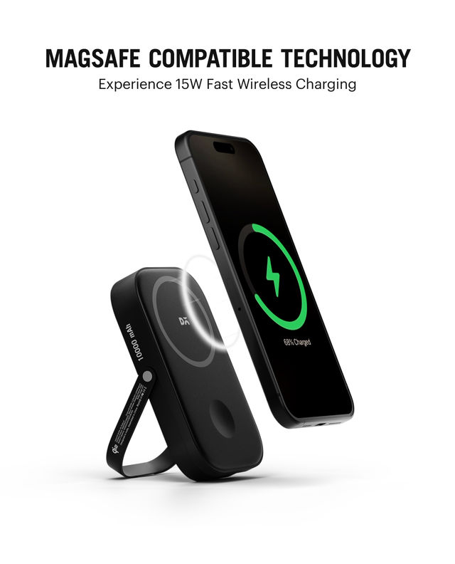Dailyobjects Loop Qi2 | Certified Magsafe | Compatible Aluminium Power Bank 10000 mAh | Black