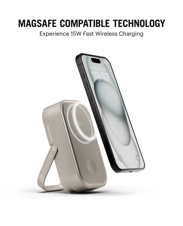Dailyobjects Loop Qi2 | Certified Magsafe | Compatible Aluminium Power Bank 20000 mAh | Titanium