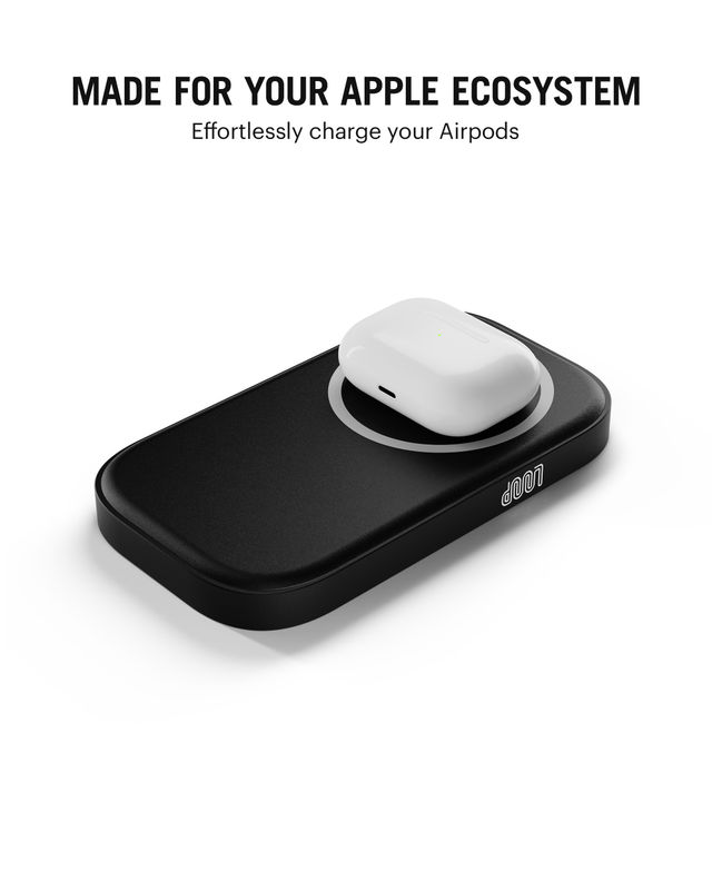 Dailyobjects Loop Qi2 | Certified Magsafe | Compatible Aluminium Power Bank 5000 mAh | Black