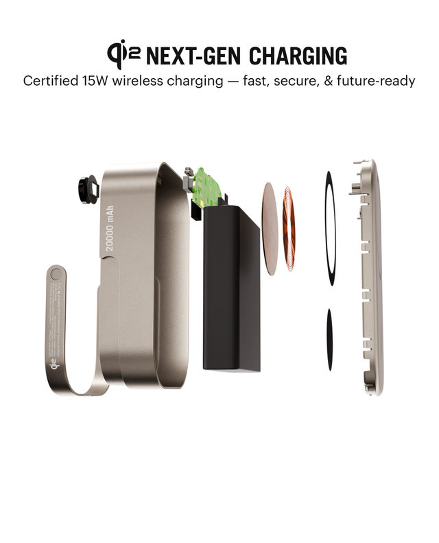 Dailyobjects Loop Qi2 | Certified Magsafe | Compatible Aluminium Power Bank 20000 mAh | Titanium
