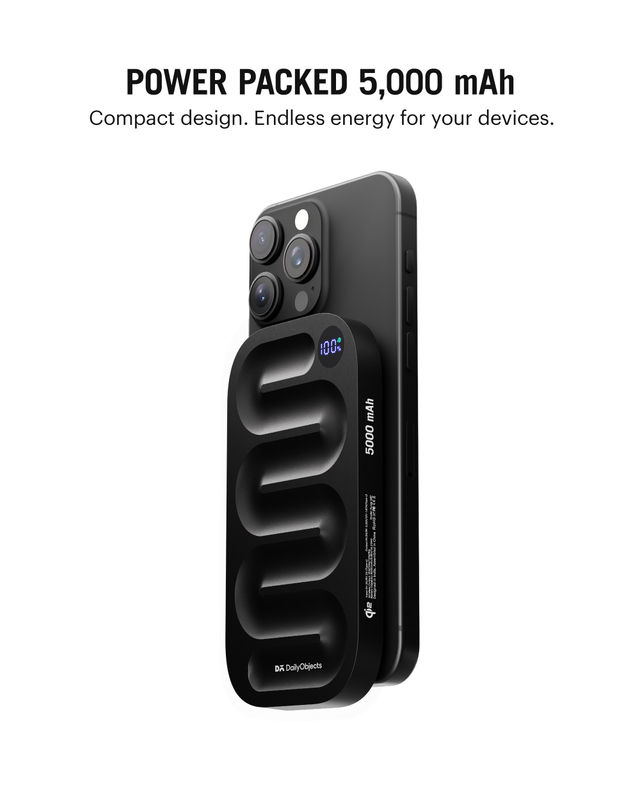Dailyobjects Loop Qi2 | Certified Magsafe | Compatible Aluminium Power Bank 5000 mAh | Black