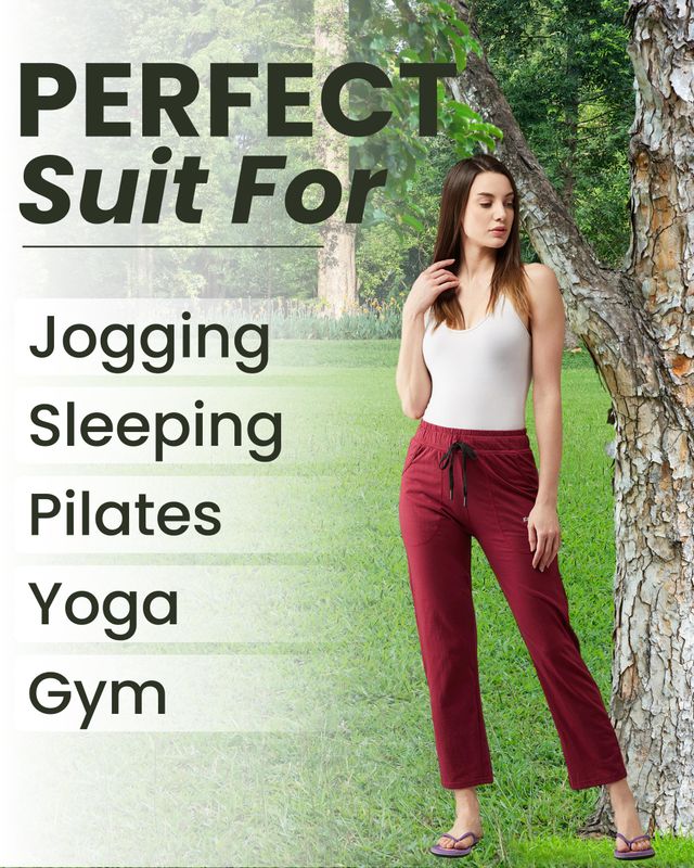 Blinkin Cotton Pyjamas For Women With Side Pockets (Pack Of 2) Maroon Navy - Xl