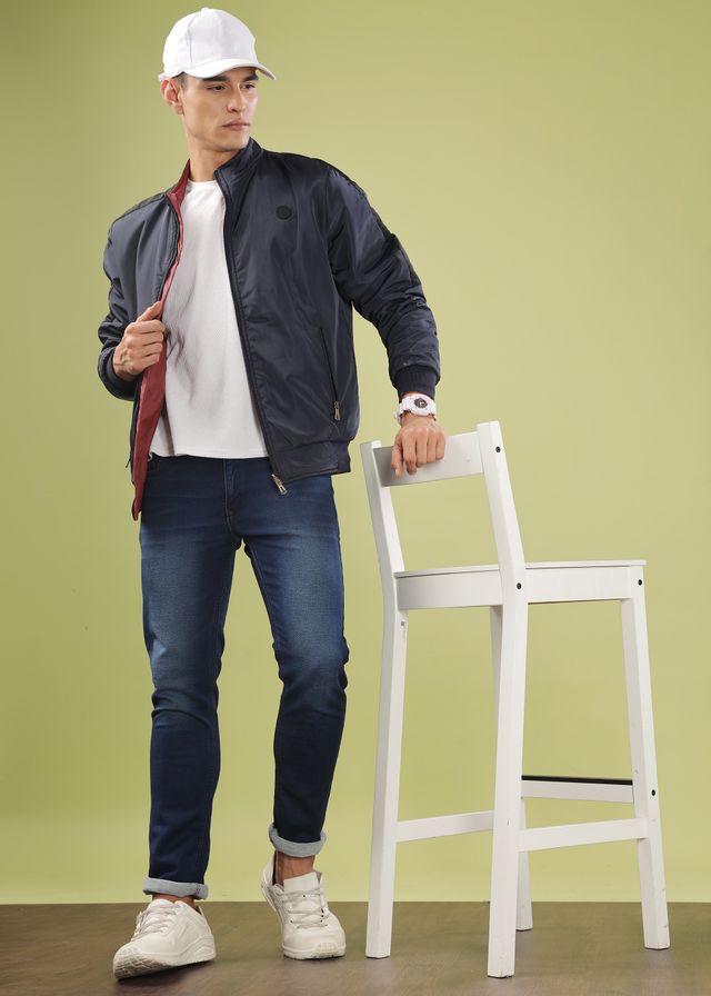 Dollar Jacket For Men - Casual Zipper Bomber For Winter | Mamwj 905 | Navy Blue | XL