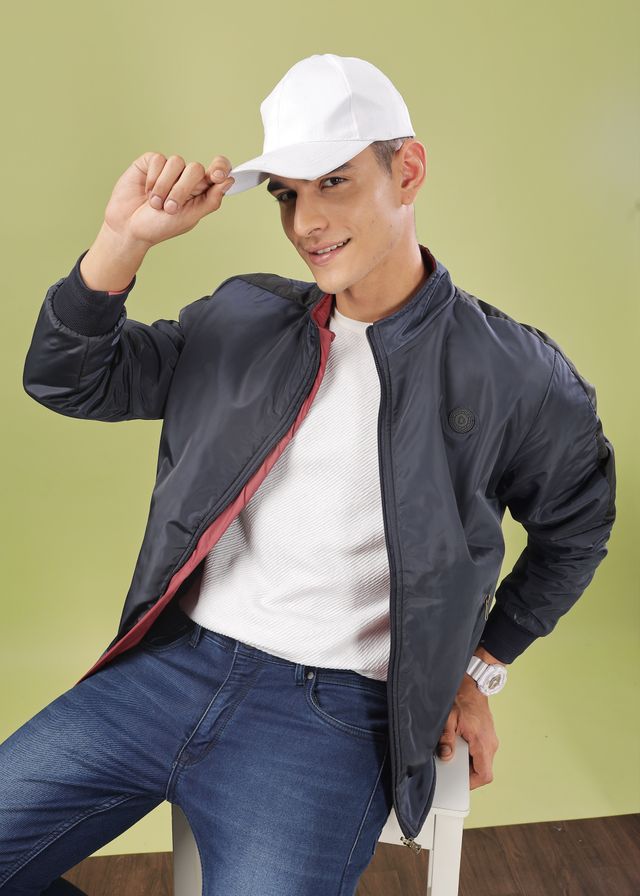 Dollar Jacket For Men - Casual Zipper Bomber For Winter | Mamwj 905 | Navy Blue | XL