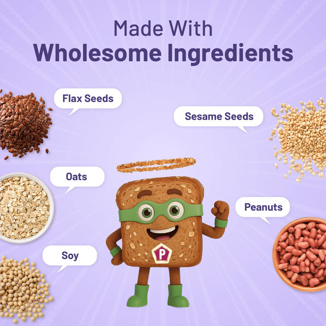 Protein Chef 5 Super Foods Multigrain Brown Bread (Zero Maida, High Protein) Made with MP Sharbati