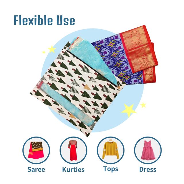 Kuber Industries 6 Pcs Mesh Cotton Single Saree Covers for Storage | Gifting | Tree - Green