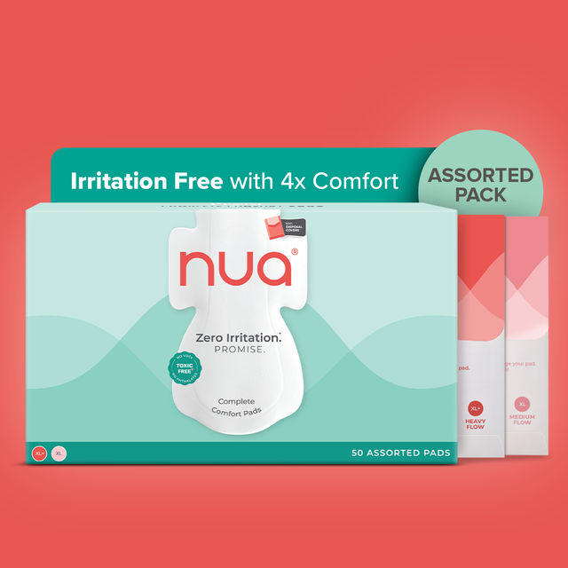 Nua Complete Comfort Pads with Disposal Cover for Heavy Flow & Medium Flow | 25XL+, 25XL