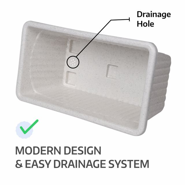 Kuber Industries Pack of 2 Flower Pots | Living Room-Office Planters | Marble Jupiter | White