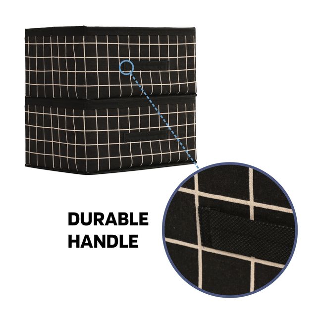 Kuber Foldable Cloth Organizer with Handle | Durable Storage Box | Black