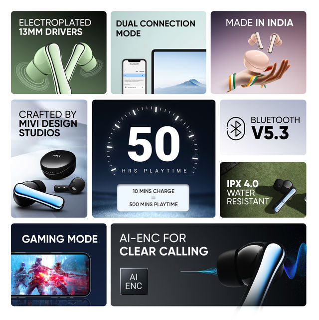 Mivi Duopods A850 Bluetooth Earbuds (50 Hrs Playtime)