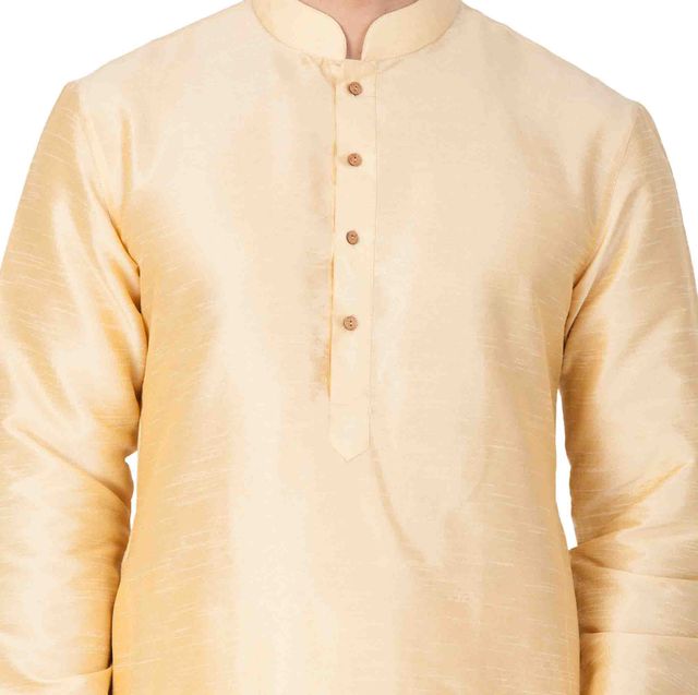 Vastramay Men's Silk Blend Kurta | Gold - M