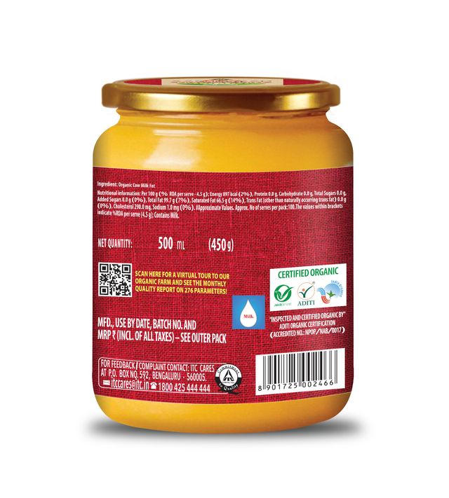 Aashirvaad Organic Pure Cow Ghee, Certified Organic