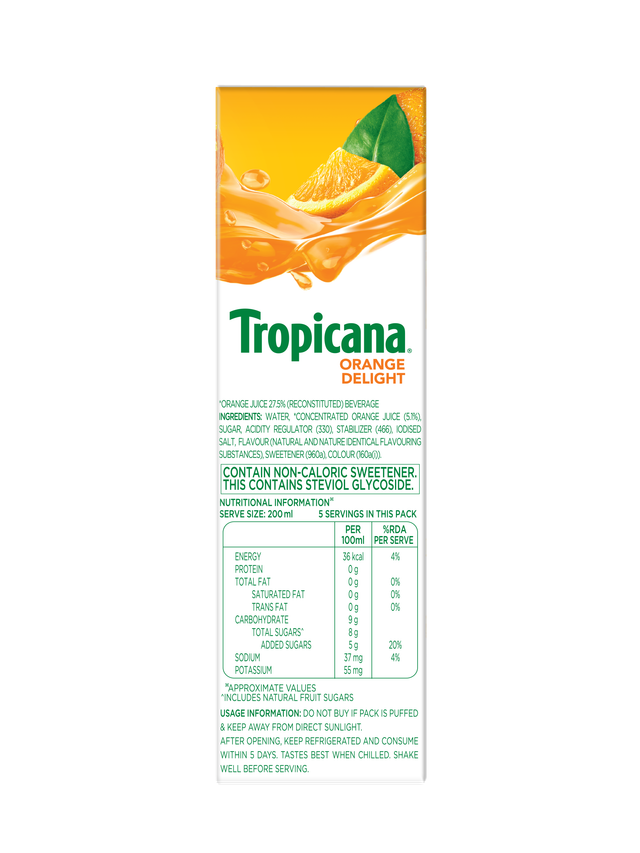 Tropicana Orange Delight Juice Tetrapack 1 l Combo