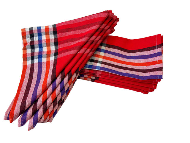 Lushomes Napkins - Multi Red | Machine Washable | Multipurpose Cotton | 18 x 18 inch