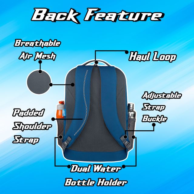 F Gear Unisex Solid Polyester 29 L Padded Grab Handle Laptop Backpack | Aqua Blue - 17 Inches