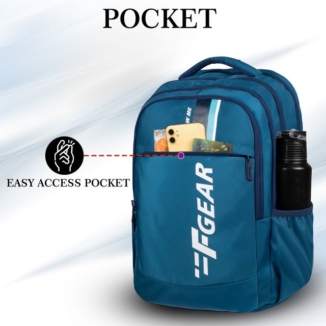 F Gear Unisex Solid Polyester 29 L Padded Grab Handle Laptop Backpack | Aqua Blue - 17 Inches