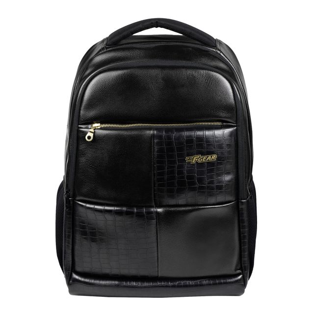 F Gear Unisex Solid Vegan Leather 30 L Laptop Backpack | Black