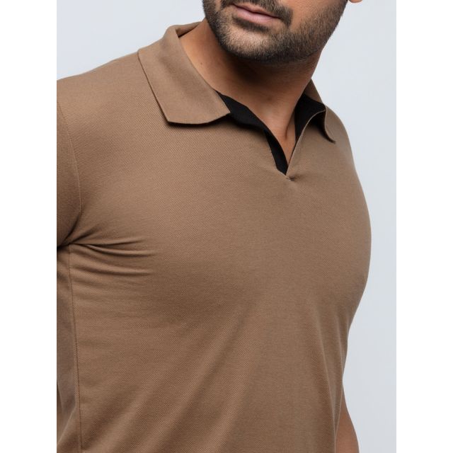 Status Quo Mens Slim Fit Polo T-shirt | Honey Brown | XXL