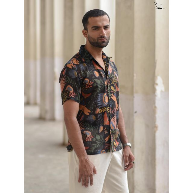 Suta Men's Cotton Shirt | Black - XL