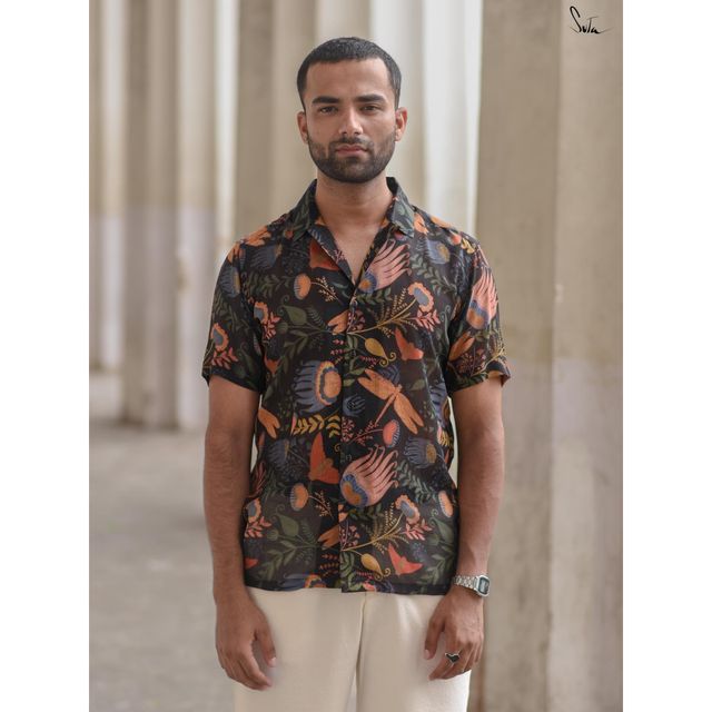 Suta Men's Cotton Shirt | Black - XL