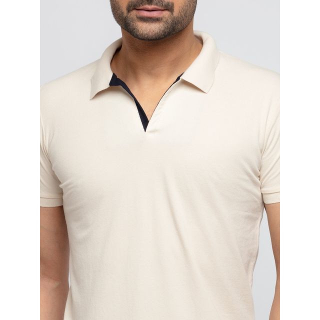 Status Quo Mens Slim Fit Polo T-Shirt | Natural | L