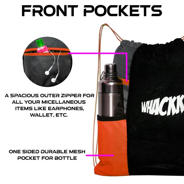 Whackk Unisex Colorblocked Polyester 28 L Drawstring Handle Backpack | Assorted - 19 Inches